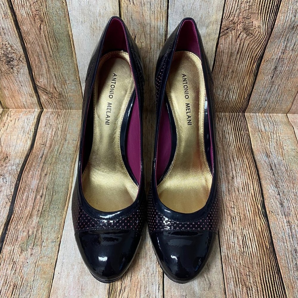 Antonio Melani Pumps 9M "Prefer" Black and Pink Leather